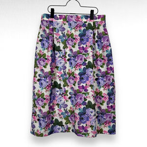 Vintage Floral Midi Skirt Purple Pink Cottage Fairy Coquette High Waist …